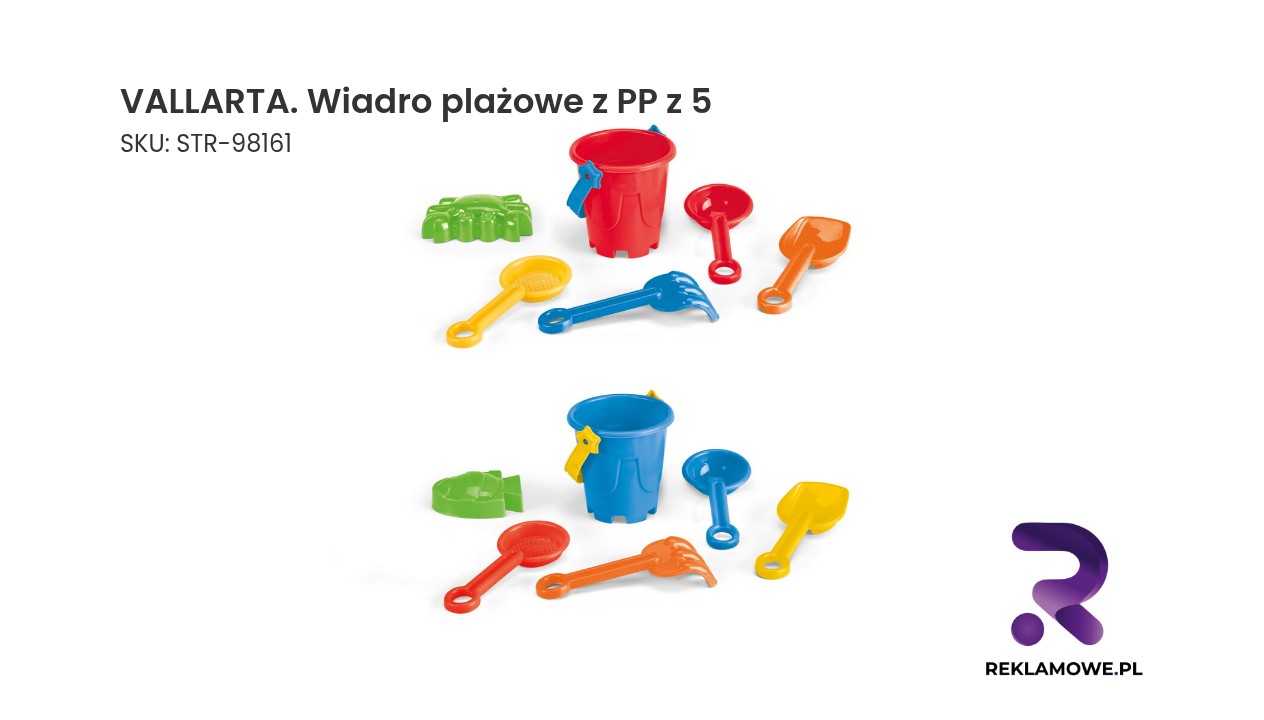 VALLARTA wiadro plażowe z PP z 5 elementami – zestaw plażowy dla dzieci